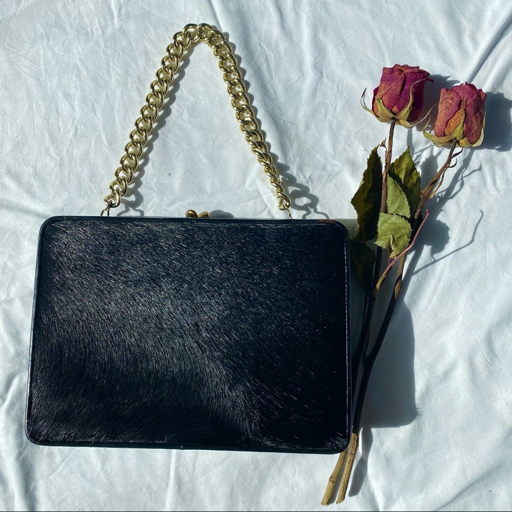 Genuine vintage cow hide handbag, with coin purse and mirror